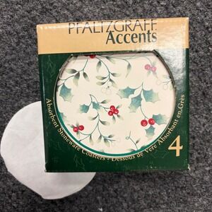 Pfaltzgraff Winterberry NatureStone Absorbent Stoneware Coasters Set of 4 13-252